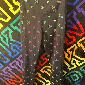 PINK Victoria's Secret rare rainbow monogram leggings